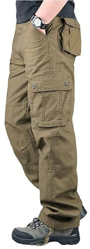 Pantalón Trekking Hombre Con Bolsillos Amarillo tierra Pantalones Cargo de Vestir Pantalones Cargo Pantalon Trekking de Camuflaje Caza Laboral Tactico Vestir Ropa Hombre Invierno Amarillo tierra XXL
