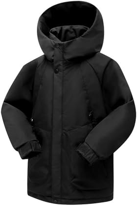 Generisch Doudoune d'hiver chaude et épaisse pour fille - Manteau thermique épais pour garçon - Veste de transition - Veste en peluche pour enfants - Cadeau de Noël, Noir , 9-10 ans