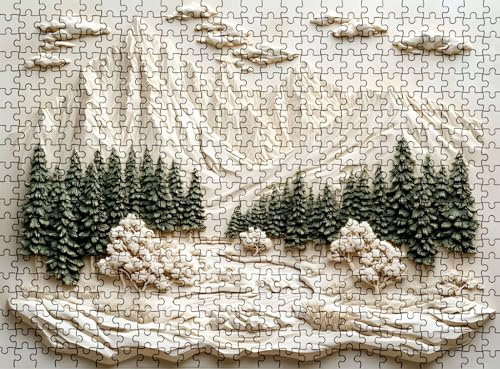 Pussel 3 000 delar, träpussel vuxna berg träd impossibla klassiska jigsaw pussel 122 x 81 cm, familjespel, pussel stressminskning tankespel, pusselälskare w0-784