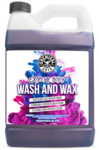 Chemical Guys Extreme Bodywash & Wax Foaming Car Wash Soap - Soap for Foam Cannons, Foam Guns, or Bucket Washes for Cars, Trucks, Motorcycles, RVs, and More, Grape Scent - 128 oz (1 Gallon)