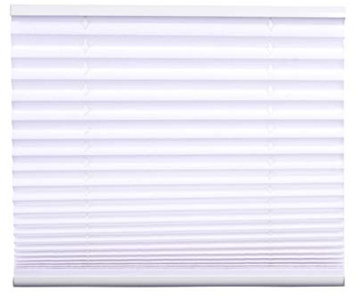 Jet-Line® | Plissee | 80 cm breit x 130 cm lang | Easyfix Montage ohne Bohren | Blickdicht | Jalousie | Klemmfix | Sonnenschutz | Rollo | Faltrollo in weiß | Klemmträger für Fenster | Faltstore