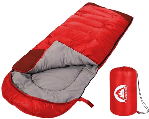 SWTMERRY - Schlafsack für 3-4 Jahreszeiten (Sommer, Frühling, Herbst, Winter) warmes und kühles Wetter – leicht, Jugendliche und Erwachsene zum Wandern, Rucksackreisen und Campen.