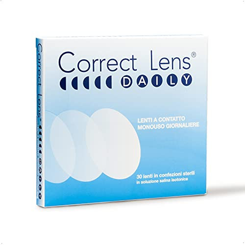 Correct Lens, Daily Lens, Lenti a Contatto Giornaliere per Miopia, Lenti a Contatto Usa e Getta Sicure e Facili da Applicare, Diottrie -2,50, Confezione da 30 Lenti Monouso