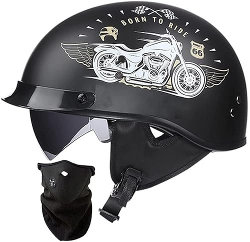 STTTBD Casco da Moto Casco da Scooter per Casco Semi Aperto Unisex Approvato DOT/ECE con Visiera Parasole Fodera Rimovibile per Scooter da Bici A,XXL