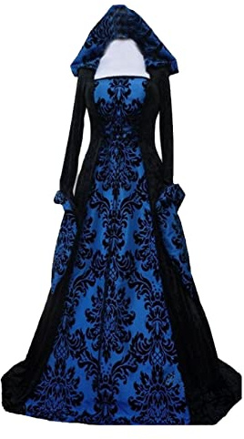 Feynman Robe rétro médiévale pour femme - À manches trompette - Style victorien, Renaissance, gothique - Costume de carnaval, de princesse - Pour les fêtes, Halloween