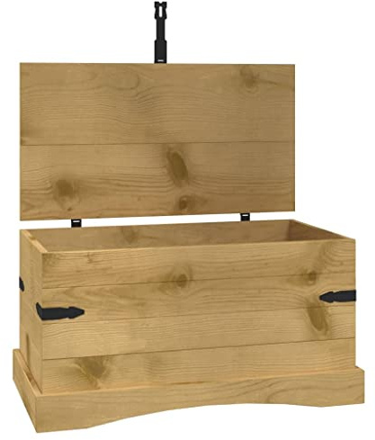 loibinfen Wooden Storage Chest Mexican Pine Corona Range 35.8x19.5x18.5 Large Decorative Home Storage Trunk Chest for Home Living Room Bedroom Cafe Bar Hotel