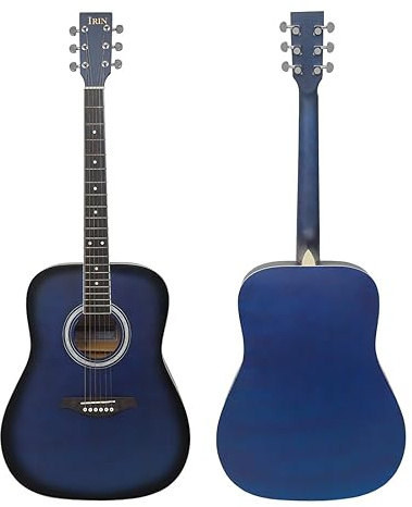 Akustische Gitarre, 41 Zoll Gitarre, Folk Gitarre, Erwachsene Anfänger Praxis Gitarre, Lindenholz Abgerundete Folk Akustikgitarre, Zupfinstrument, Gitarre Instrument, Akustikgitarre, Gitarre (Blau)
