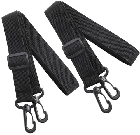 Caybats Juego de 2 Correas de Hombro Ajustables de 75-130cm de Nylon con Mosquetón y Gancho para Bolsas Deportivas y más - Negro. Transporte cómodo y Universal para Hombres y Mujeres (30MM)