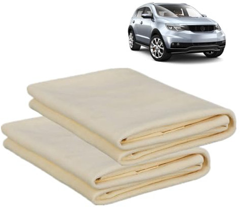 Mkemka 2Pcs Chamois Leather Shammy Cloth for Car Window Mirrors Glass Washing Drying