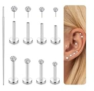 Kakonia 18 g 20 g helix piercingar guld silver tragus piercing öra conch piercing näspiercing kirurgiskt stål örhängen läpppiercing labret piercingar för kvinnor män, 18 Guage, Rostfritt stål