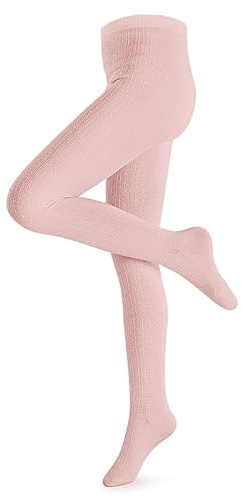 Petrass Medias para niña con patrón trenzado, algodón, sin costuras, danza, ballet, bebé, niñas, 3 unidades, Rosa 1 Piezas, 3-4 años