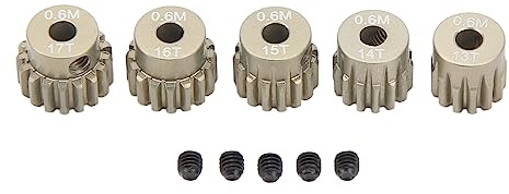POENVFPO Set Pignone da 0,6 M, Ingranaggio Motore in Lega di Alluminio, 13T 14T 15T 16T 17T, con 5 Viti, Ambito Applicabile Adatto per Cingolato SCX10 1/8 1/10