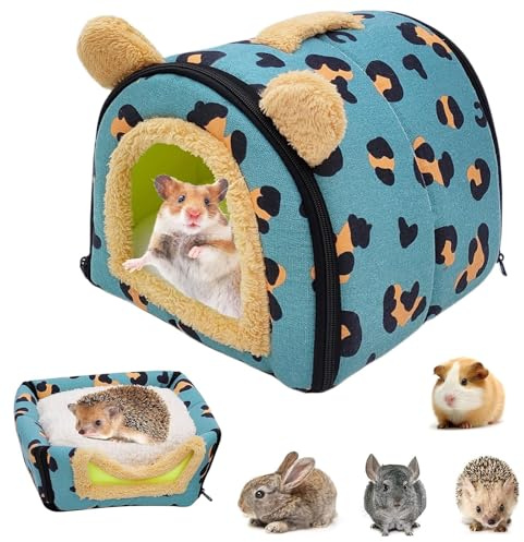 Casa para Conejillos de Indias, Lavable de la Casa de Conejillo de Indias, Escondite Grande para Erizo Chinchilla, Cueva de Casa Comida para Hamsters, Para Chinchillas, Erizos, Cobayas, Azul