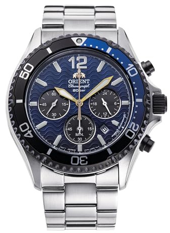 Orient Sports Diver Mako Solar Chrono - Orologio da polso cronografo a carica solare in acciaio sportivo subacqueo casual RA-TX02