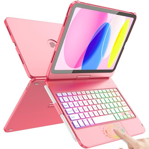 FUWANG Touch Keyboard Case for iPad (A16) 11th Generation 11 inch 2025 &10th Generation 10.9 inch 2022, 360° Rotate Backlit for iPad 10th Generation Case with Keyboard with Multi-Touch Trackpad