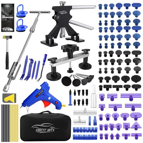 DentWiz Dent Removal Tool Set, 77 Pieces, Professional Body Repair Kit with Glue Gun, Slide Hammer, Dent Tool, Carry Bag