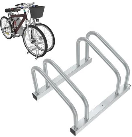 LARS360 Soporte de bicicleta para 2 bicicletas, montaje en suelo y pared, soporte múltiple de acero inoxidable, para bicicleta de montaña, bicicleta de montaña, bicicleta de ciudad, color plateado