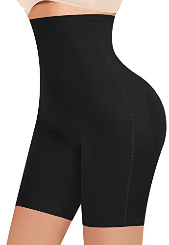 Culotte Gainante Femme Ventre Plat Invisible Short Gainant Taille Haute Gaine Amincissante Culotte Sculptante Pantalon Gainant Panty Gainant Anti Frottement Cuisse Dentelle Shorts (#2 Noir,S)