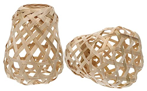 BAZEITFLOW 2piezas Pantalla De Lámpara De Bambú Cubiertas De Luz Colgantes Decorativas Vintage Para Lámparas De Mesa Techo o Dormitorio