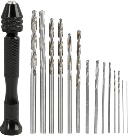 14 Pezzi Mini Trapani a Mano Punte Elicoidali di Precisione da 0,5 a 3,0 mm, Trapano Manuale in Lega di Alluminio Impugnatura Antiscivolo per Modelli e Progetti di Bricolage