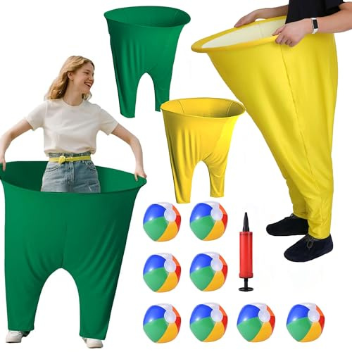 Granny Pants Yard Game Set, Granny Pants Game With 2 pants, 8 Throwing Bouncy Balls and 1 Pump, Funny Family games；party games adult； Garden Toys for Outdoor, Birthday Party, sports day，Family Reu