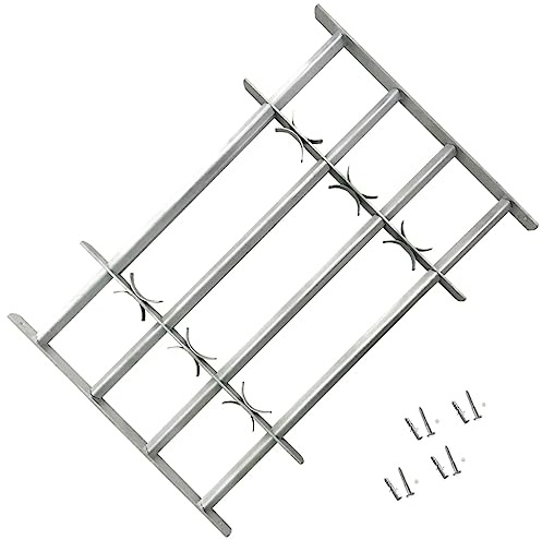Grille de fenêtre réglable avec 4 barres transversales, 500 à 650 mm de large, en acier galvanisé robuste pour une meilleure protection contre le cambriolage dans la maison