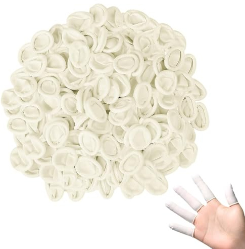 JoyEcho Lot de 200 Doigtiers en Latex, Protège-Doigt Universel, Doigtier Silicone pour Doigt, Protection Hygiénique pour Doigts Blessé, Usage Médical, Cosmétique, Laboratoire et Nettoyage