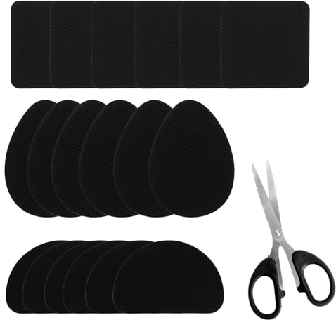 Set Riparazione Suola Scarpe 18 Pezzi Suole Adesive Antiscivolo per Scarpe Uomo Donna, Pad Gomma Autoadesiva Fai da Te, Kit Riparazione Scarpe con Forbici, Suole Nere Resistenti Interno Esterno