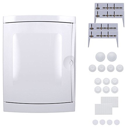 Aufputz Feuchtraum Verteiler 2-reihig IP65 26 Module Verteilerkasten Kleinverteiler Sicherungskasten, Tür hellgrau