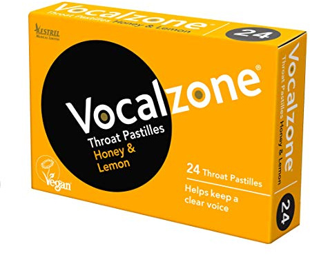 Vocalzone Throat Pastilles Honey & Lemon 24 - For Sore Throats and Hoarseness When Overusing Your Voice. Produced and sold in the United Kingdom since 1912