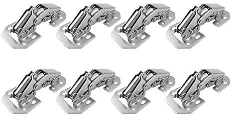 LIKERIANY Aufschraubscharnier mit Dämpfer 90 Grad Scharnier Ohne Topfbohrung für Eckanschlag und Innenanschlag Tür Scharniere Küchenschrank Kleiderschrank Leichte Schranktür Möbel 8 Stück