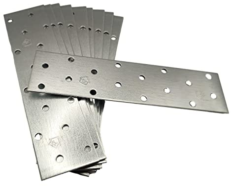 Pack of 20 Flat Connecting Joining Plate Galvanised Z275 275 (g/m2) 20 (μm) Heavy Duty Metal 6.3x1.57x0.08 (160 x 40 x 2mm)