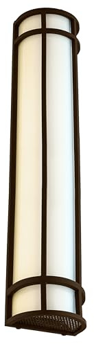 Sunlite 91167 30” LED Outdoor Mission Style Light Fixture, Half Cylinder Wall Sconce, Adjustable 3 CCT 3000K-5000K, 28 Watts, 1400 Lumens, Non-Dimmable, Bronze Frame, for Porches, Garage & Entryways