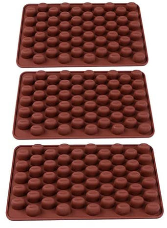 Selecto Bake 55 Mini Coffee Bean Silicone Mold Bakeware Baking Chocolate Pastry Decoration Ice Candy Butter Jello Making Homemade Mould Pack of 3
