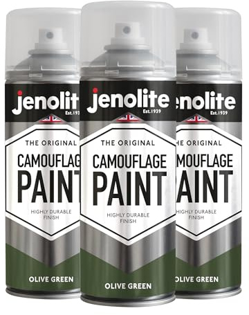 JENOLITE Army Olive Green Camouflage Paint | 3 x 400ml (RAL 6003) | Ideal for Model Making, Paintball, Airsoft, Military Vehicles