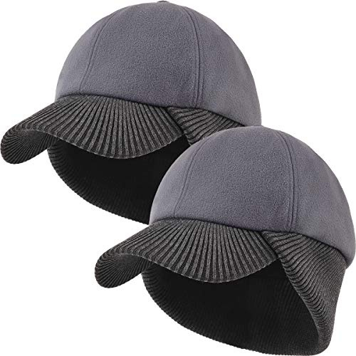 29 IYEBRAO 2 piezas gorra de béisbol de invierno con orejeras hombres mujeres unisex gorra de lana cálida gorra completa protección de orejas gorra de lana exterior visera deporte gorro esquí gorra de