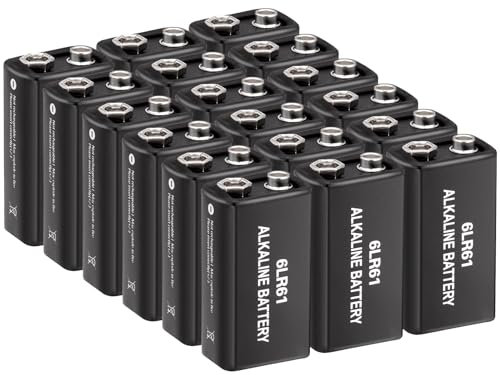 CICMOD Pilas alcalinas 9V (Paquete de 18 Unidades) 6LR61 Pilas de Bloque para Detectores Dispositivos Diarios - Larga duración