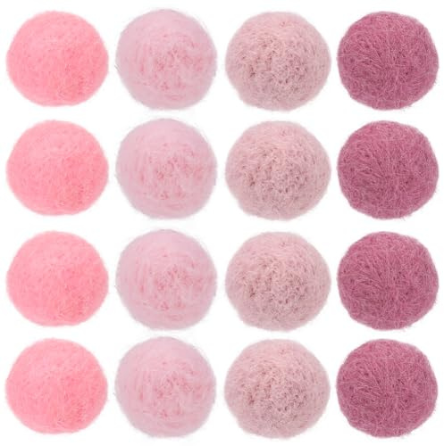 SUNNYCLUE 40Pcs Wool Felt Balls Wool Pom Pom Balls Felted Pompom 20mm Handmade Mini Pink Puff Small Round Shape Pompoms for Crafts DIY Christmas Ornaments Home Party Decoration