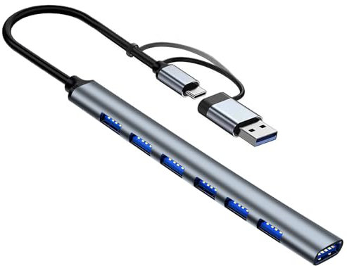 Ultra Sottile Hub 7 Porte USB 3.0 Docking Station Type-C Multiporta per Macbook, Mac Pro, iMac, Surface Pro, Xps, Notebook PC, Chiavi e Dischi Rigidi Esterni