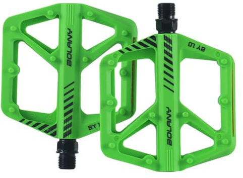 Kexpery Nylon Pedal DU Sealed Bearing Cycling Bearing Pedals with Reflector Safety Warning Pedals MTB Bike Accessories (Green)
