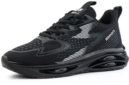 Hitmars Scarpe Running Uomo Scarpe Ginnastica Corsa Sportive Air Sneaker Leggero Scarpe Camminata Palestra Camminata Traspiranti Jogging Fitness Nero-Bianco EU 42