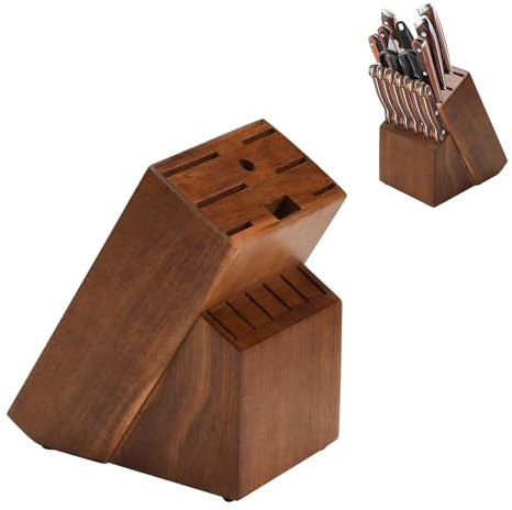 Massivholz Schneidwerkzeuge, Haushalt Küche Messerhalter, Küche Lagerregal, 14 Messerfächer, aufrechtes Design spart Platz im Küchenschrank, bietet Platz für Scheren und Messerschärfstäbe