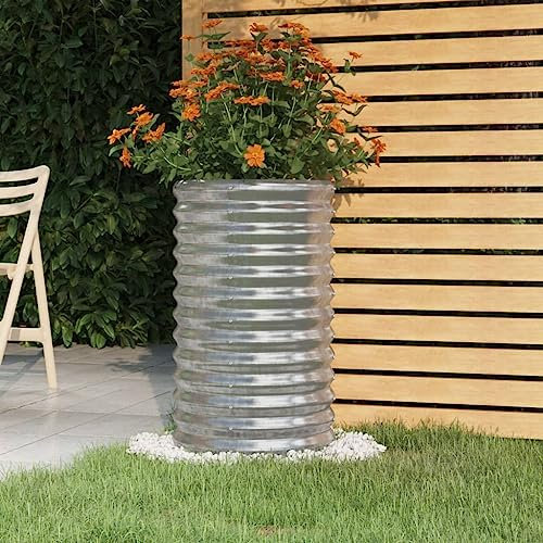 puraday Jardinière surélevée pour jardin 40 x 40 x 68 cm - Jardinière pour légumes - Spirale d'herbes XXL - En métal - En acier - Argenté
