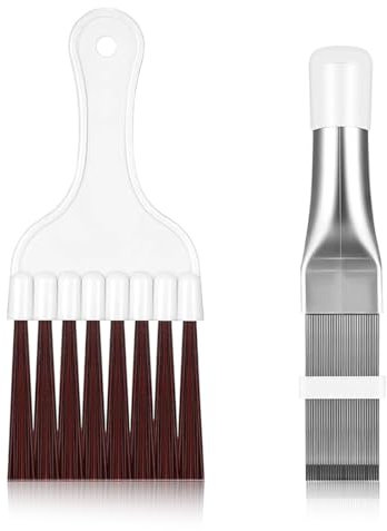 WHYCNJL 2 Pièces Brosse de Nettoyage de Climatiseur,Peigne D'aileron de Climatiseur de Peigne de Condensateur,Outil de Nettoyage des Ailettes de Radiateur en Acier Inoxydable,pour Le Nettoyage