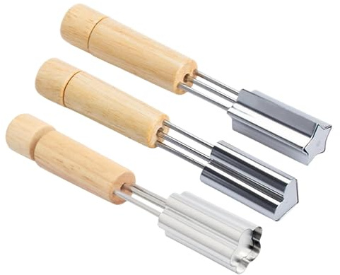 ETUCYNG - Moldes de galletas de acero inoxidable con forma de estrella con mango de madera, lote de 3 piezas para verduras y frutas, cortador de verduras y frutas, regalo de pastelería