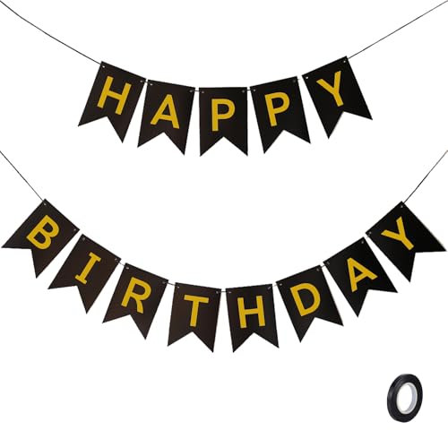 BELSVOR Happy Birthday Striscione, 5M Decorazione di buon compleanno, happy birthday decorazioni per adulti/bambini, Striscione di buon compleanno e nastro