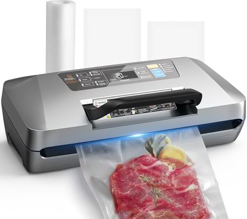 DXstring 95kPa Vacuum Sealer Machine, Double Heat Seal, 1 Roll & 10 Bags