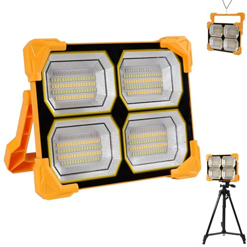 Projecteur LED rechargeable, spot LED d'extérieur solaire portable USB 300 W, lampe de travail 26 000 lm, lampe torche LED rechargeable, lumière solaire d'extérieur pour camping, urgence, jardin