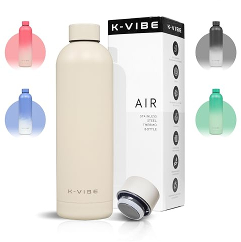 K-VIBE Isolierte Trinkflasche 750 ml – Edelstahl Thermosflasche doppelwandig & kohlensäuregeeignet – BPA-frei & auslaufsicher – hält 12h heiß / 24h kalt – Wasserflasche für Schule, Büro & Outdoor