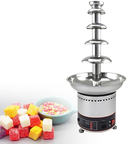 SHEUAO Fuente De Chocolate,Fuente Eléctrica De Chocolate De 4/5/6/7 Pisos,De Acero Inoxidable Fácil De Limpiar,300W,para Brunch,Fiestas,Navidad,Regalo Ideal para Amigos Y Familiares 5layers